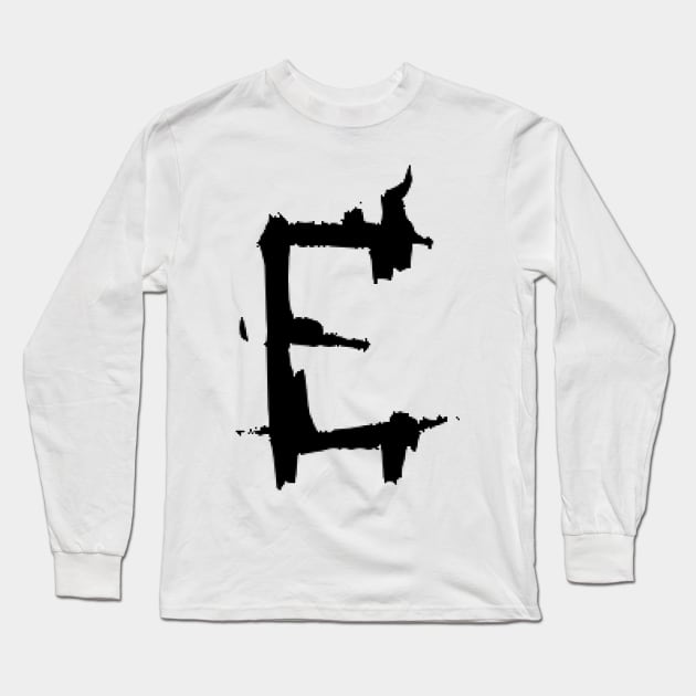 Dark and Gritty Letter E from the alphabet Long Sleeve T-Shirt by MacSquiddles